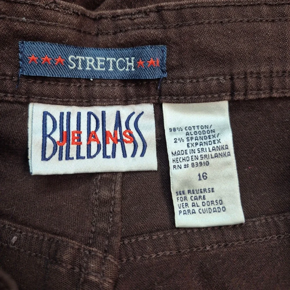 Bill Blass Jeans Womens 16 Cholate High‎ Rise Straight Leg Stretch Cotton Denim